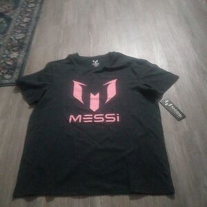 Brand New MESSI Collection Logo Graphic Short Sleeve Tee Black Pink Size Large